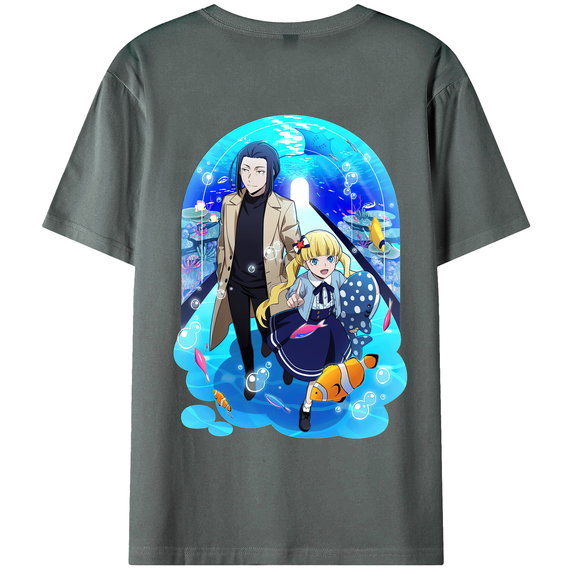 （画像用） 文豪ストレイドッグス Bungo Stray Dogs 綿100％ メンズ半袖Tシャツ（バックプリント） 通気性